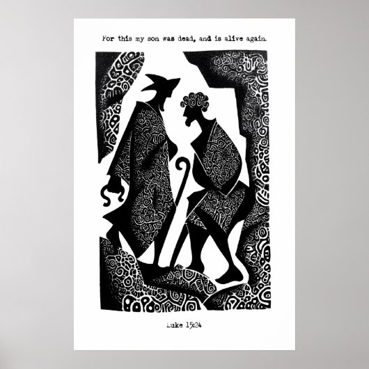 Prodigal Son Art Print Luke 15 24 Scripture Poster ポスター (正面)