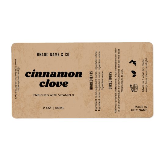  Product Customizable Brown Rustic Label ラベル (正面)