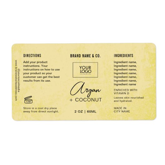  Product Customizable Cream Rustic Label ラベル (正面)