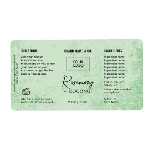  Product Customizable GreenRustic Label ラベル (正面)