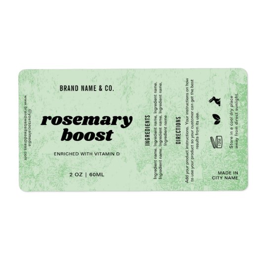  Product Customizable Herb Green Rustic Label ラベル (正面)