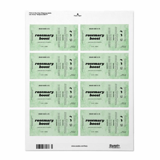 Product Customizable Herb Green Rustic Label ラベル (フルシート)