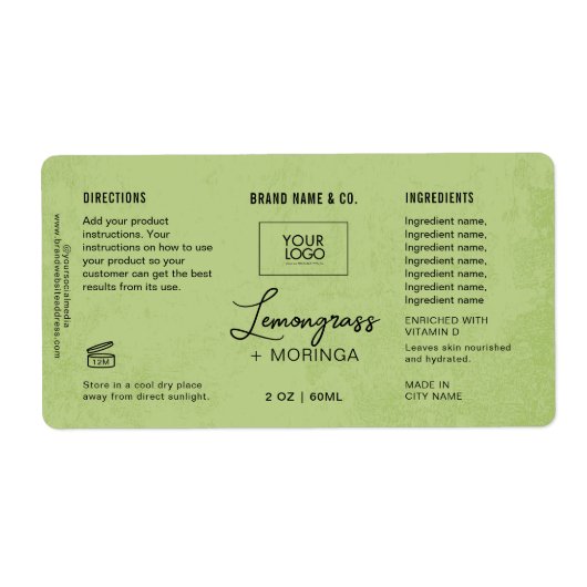  Product Customizable Lemon Green Label ラベル (正面)