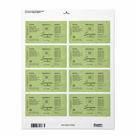  Product Customizable Lemon Green Label ラベル (フルシート)