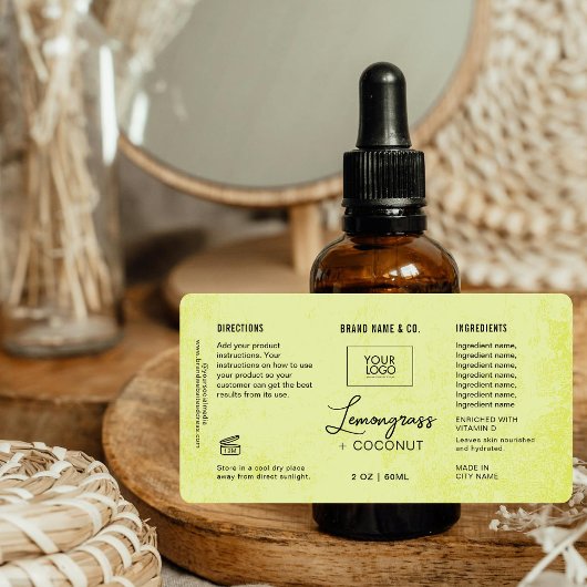 Product Customizable Lemon Green Rustic Label ラベル