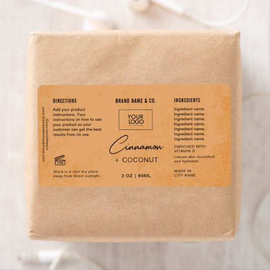  Product Customizable Orange Rustic Label ラベル (インサイチュ)