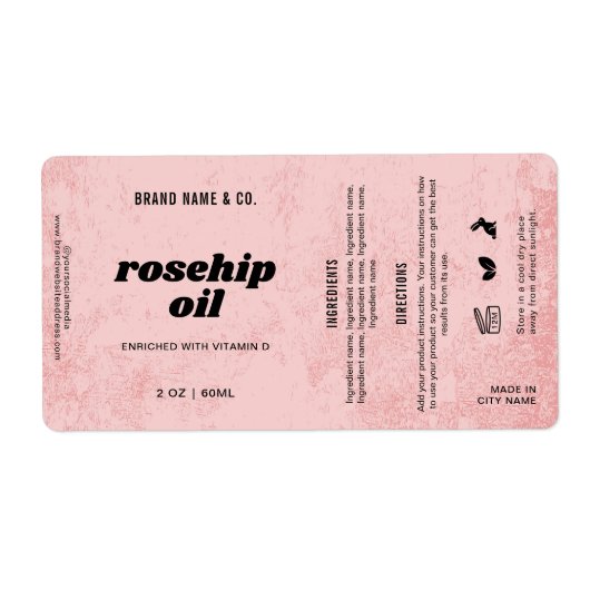 Product Customizable Pink Rustic Label ラベル (正面)