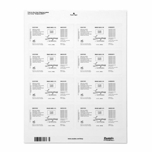  Product Customizable white & Black Label ラベル (フルシート)