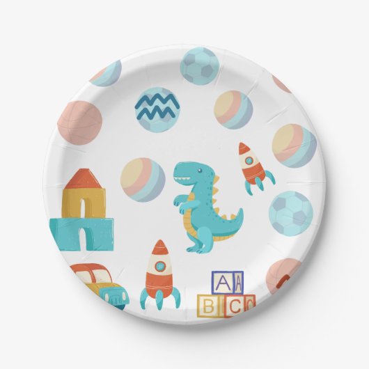 🦕 Product: Dinosaur Birthday Party Paper Plate ペーパープレート (正面)