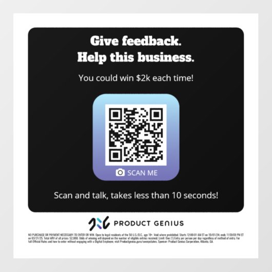 Product Geniusウィンドウの固定スクエア – 101524バージョン ウィンドウサイン (シート)