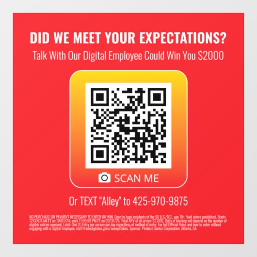 Product Genius Red 8x8の窓にしがみつく – Sweepstakes ウィンドウサイン (シート)