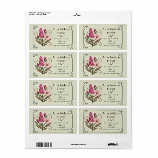 Product label, Flower Shop, Floral Services. ラベル (フルシート)