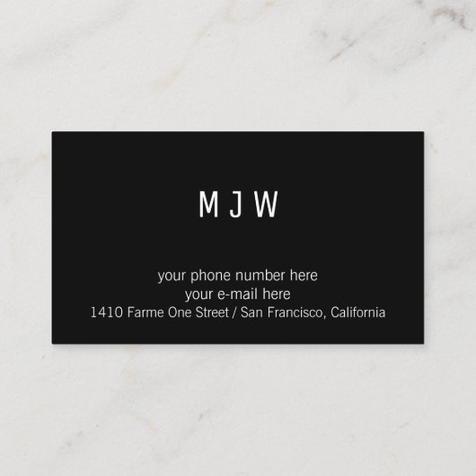 profブラック名刺とイニシャルパターン 名刺 (裏面)