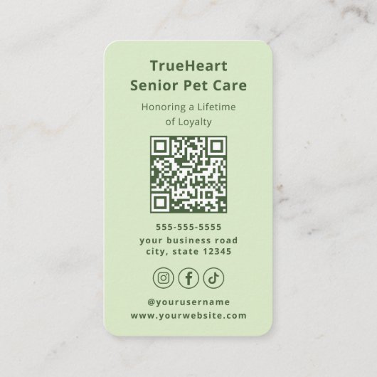 Profesional Senior Dog Sitter Dog Physical Therapy 名刺 (裏面)