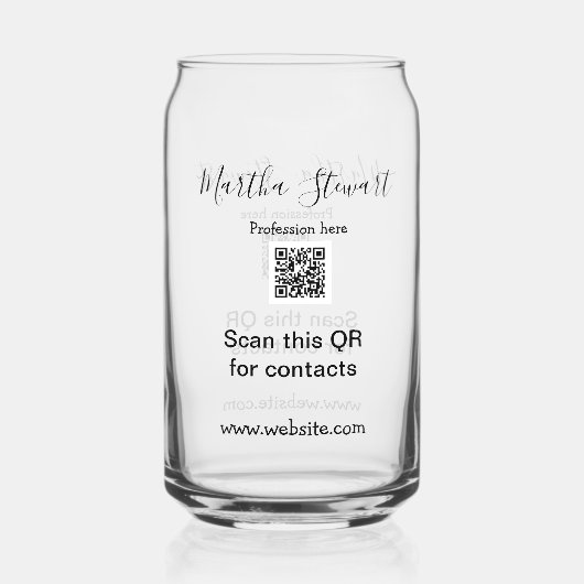 Profession add QR code details website company bus ガラス缶 (裏面)