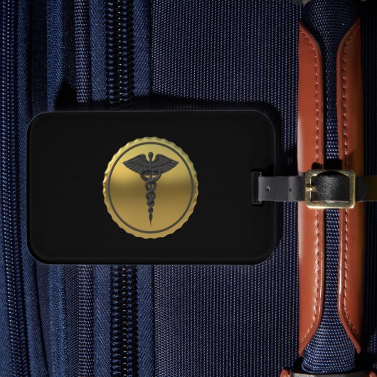 Professional 3D Gold Caduceus Emblem Medical ラゲッジタグ (正面インサイチュ4)