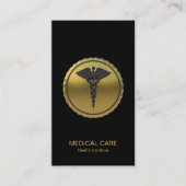 Professional 3D Gold Caduceus Medical Emblem 名刺 (正面)