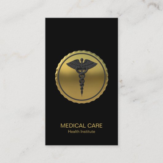 Professional 3D Gold Caduceus Medical Emblem 名刺 (正面)