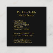 Professional 3D Gold Medical Caduceus Emblem スクエア名刺 (裏面)