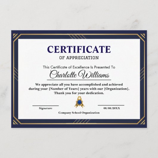 Professional Appreciation Certificate Wall Art エンクロージャーカード (正面)