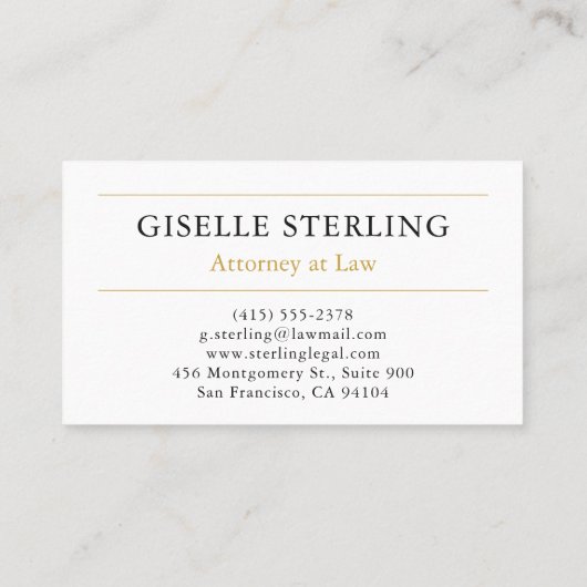 Professional Attorney Law Firm Linen Black Gold 名刺 (裏面)