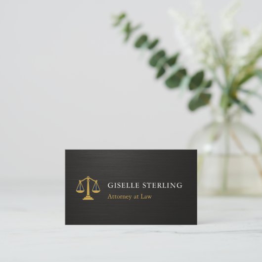 Professional Attorney Law Firm Metallic Black Gold 名刺 (スタンド正面)