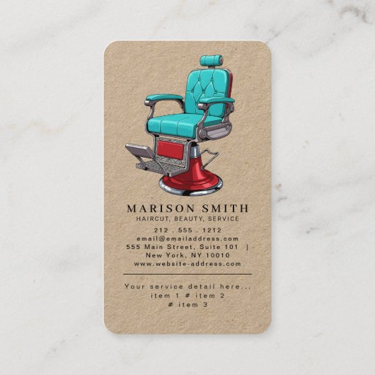 Professional Barber Minimalist Barbershop Rustic 名刺 (裏面)