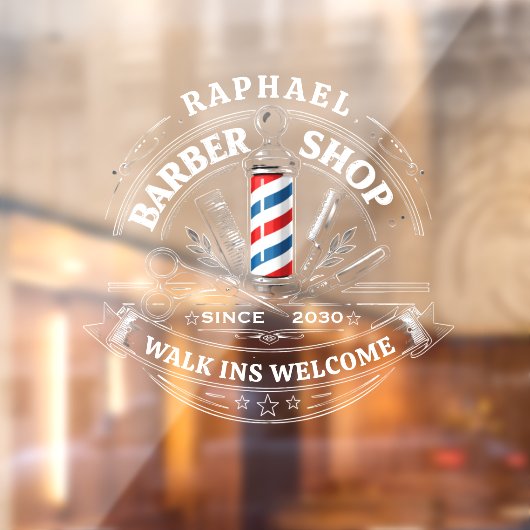 Professional Barber Shop ガラスステッカー – カスタムデザイン (シート2)