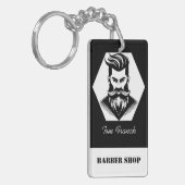 Professional Barber Shop black&white キーホルダー (正面左)