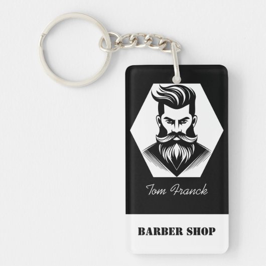 Professional Barber Shop black&white キーホルダー (正面)