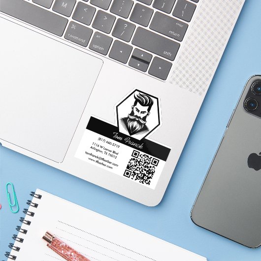 Professional Barber Shop black&white シール (ノートパソコンとiPhone)