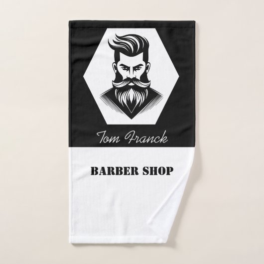 Professional Barber Shop black&white Barber Towel ハンドタオル (ハンドタオル)