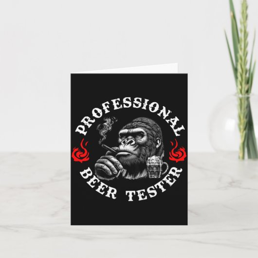 Professional Beer Tester Funny Drinking Monkey Quo カード (正面)