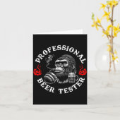 Professional Beer Tester Funny Drinking Monkey Quo カード (黄色い花)