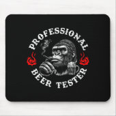 Professional Beer Tester Funny Drinking Monkey Quo マウスパッド (正面)