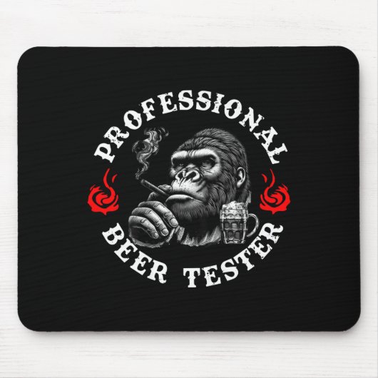 Professional Beer Tester Funny Drinking Monkey Quo マウスパッド (正面)