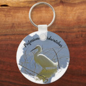 Professional Birdwatcher White Egret Photo Birder キーホルダー (正面)