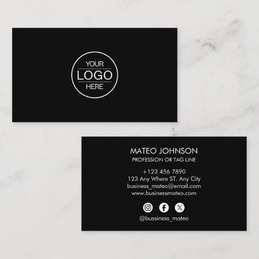 Professional Black Add your logo 名刺 (正面/裏面)