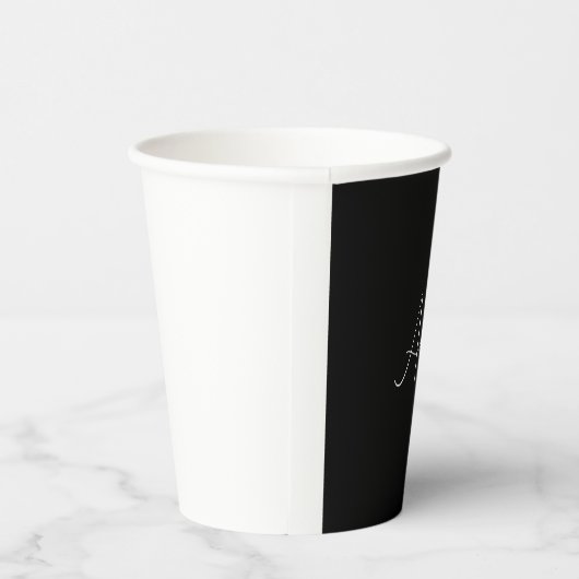 Professional black add your name handwriting retro 紙コップ (右)