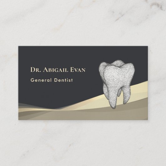 Professional Black and Gold 3D Tooth Icon Dentist 名刺 (正面)