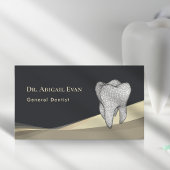 Professional Black and Gold 3D Tooth Icon Dentist 名刺