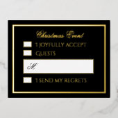 Professional Black Foil Holiday Response Card 箔シーズンポストカード (正面)
