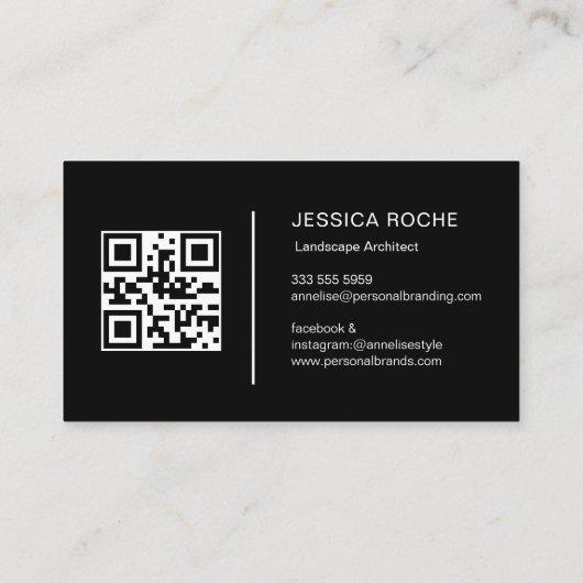 Professional Black & Gold Landscape Architect QR  名刺 (裏面)