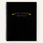 Professional Black Gold Modern Stylish Simple ノートブック (正面)