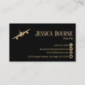 Professional Black Gold Pilot Aviation Modern 名刺 (正面)