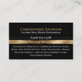 Professional Black Gold Real Estate Agent Photo 名刺 (裏面)