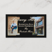 Professional Black Gold Real Estate Agent Photo 名刺 (正面)