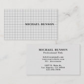 Professional Black Gray Grid Stylish 名刺 (正面/裏面)