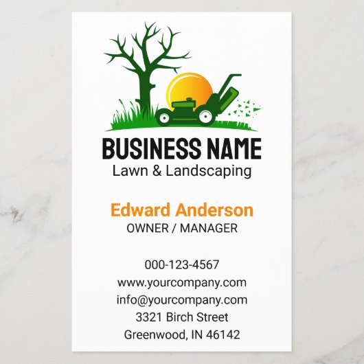 Professional Black Green Lawn Care Landscaping チラシ (正面)