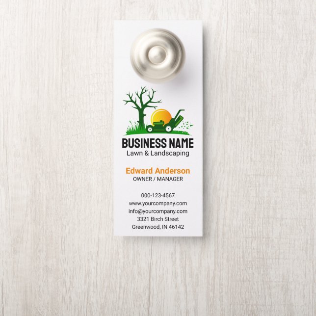 Professional Black Green Lawn Care Landscaping ドアノブサイン (ノブ)